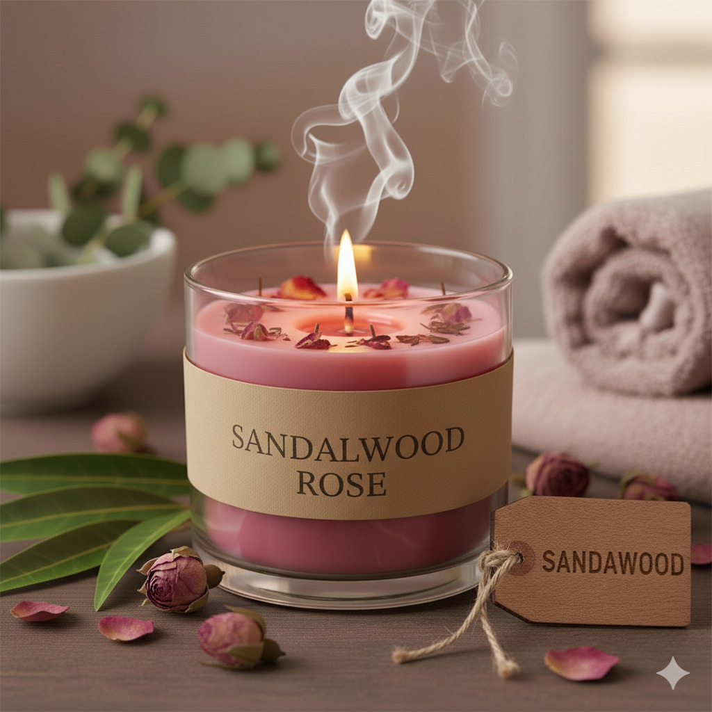 Sandalwood rose aromatherapy candle