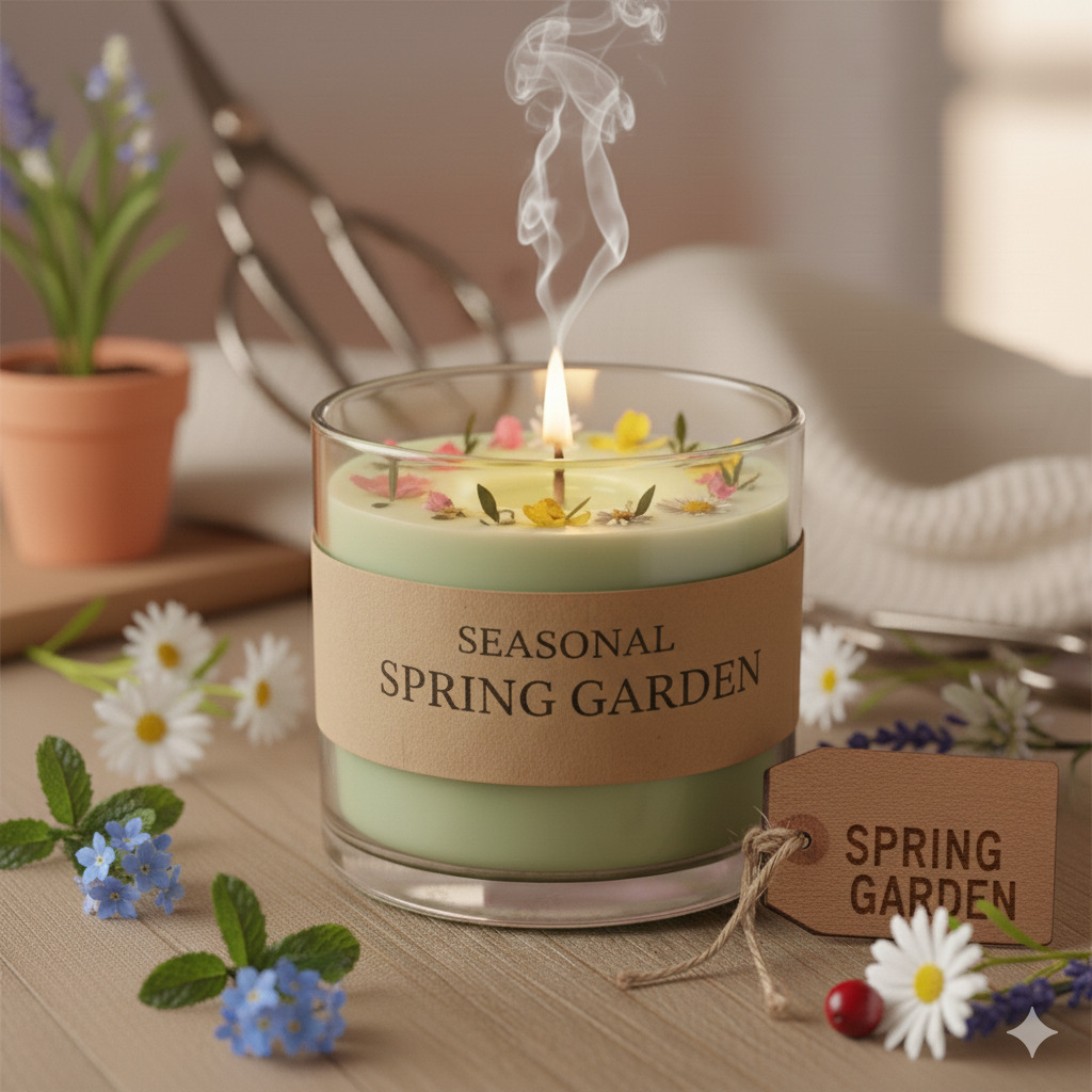 Spring garden seasonal candle