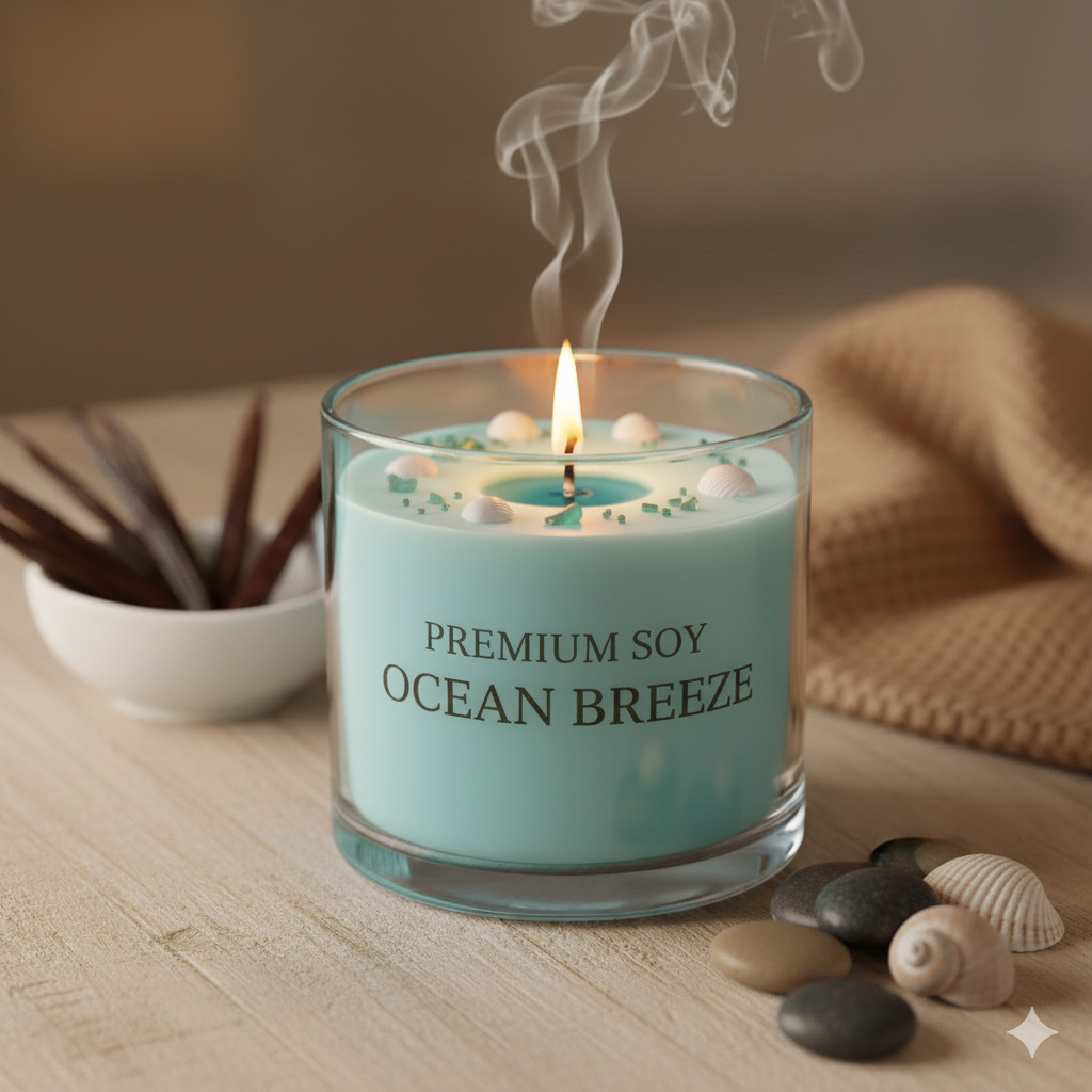 Ocean breeze premium soy candle